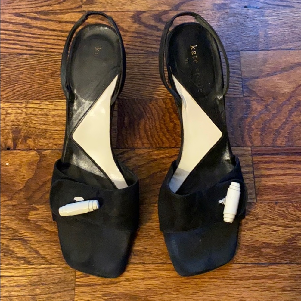 Kate Spade back linen sandals with ivory toggle